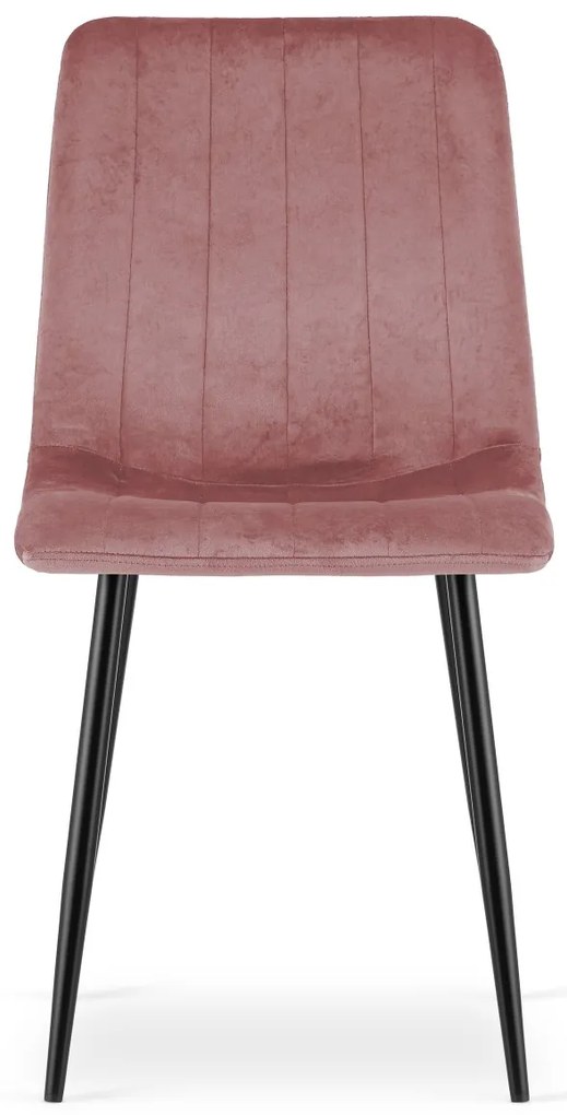 Różowe krzesło do kuchni LAVA aksamitne z czarnymi nogami