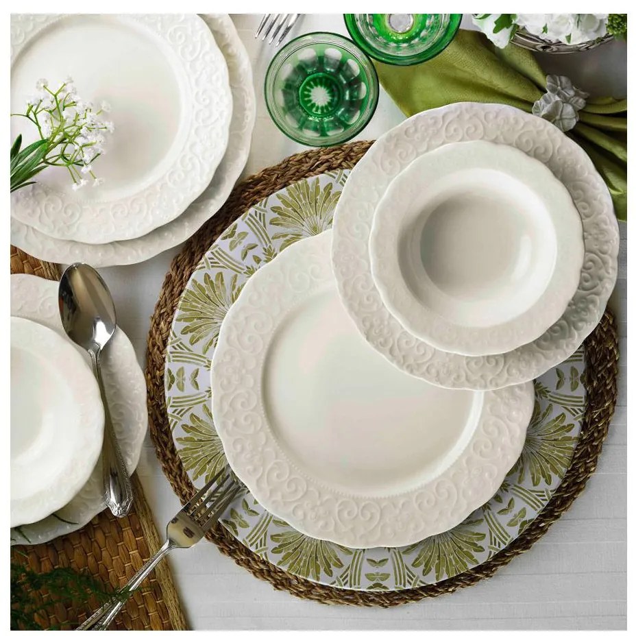 Zestaw obiadowy 24‑częściowy, biały, porcelana