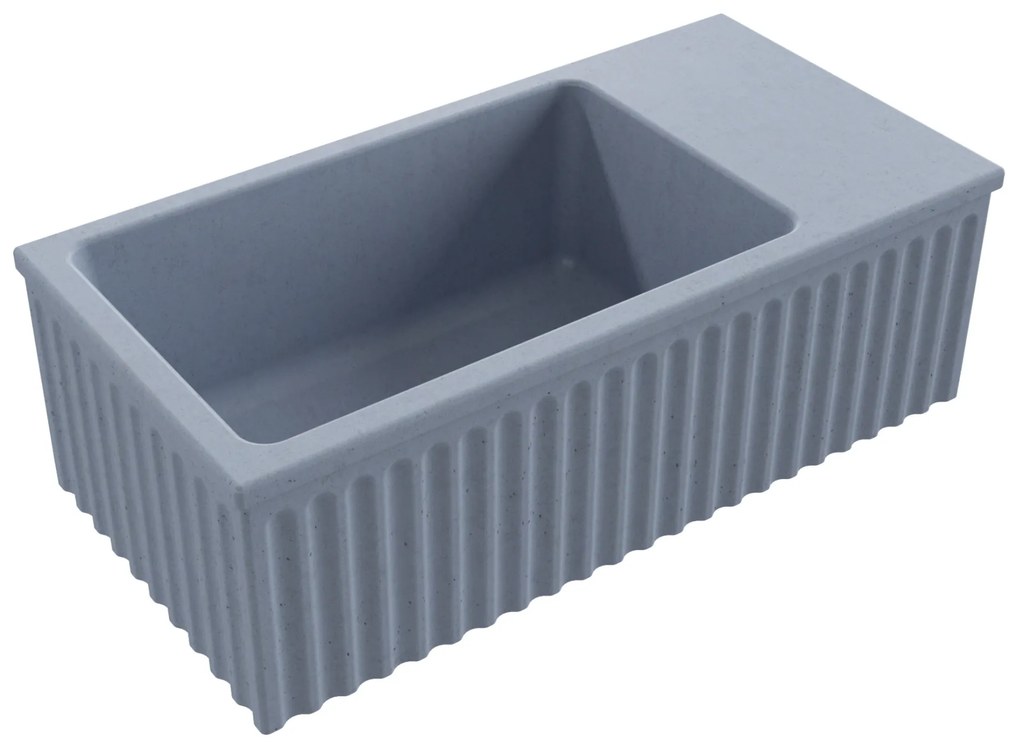 Umywalka betonowa ryflowana nablatowa / wisząca prostokątna 60 x 30 cm WELLE | różne kolory : Kolor - Lawendowy, Typ montażu - nablatowa