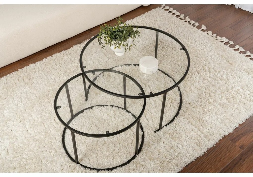 Zestaw stolików konferencyjnych Aurum Black 80 cm, 2 szt.