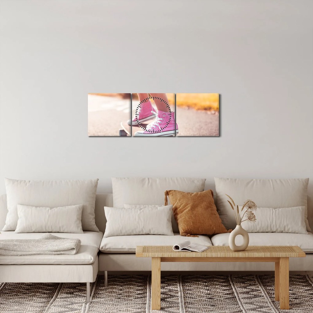 Obraz deskorolki (z zegarem) (90x30 cm)