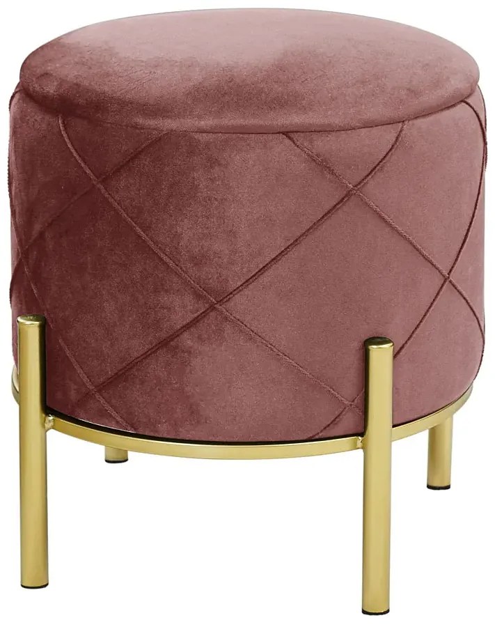 Welurowa różowa pufa glamour na nóżkach E5-W07