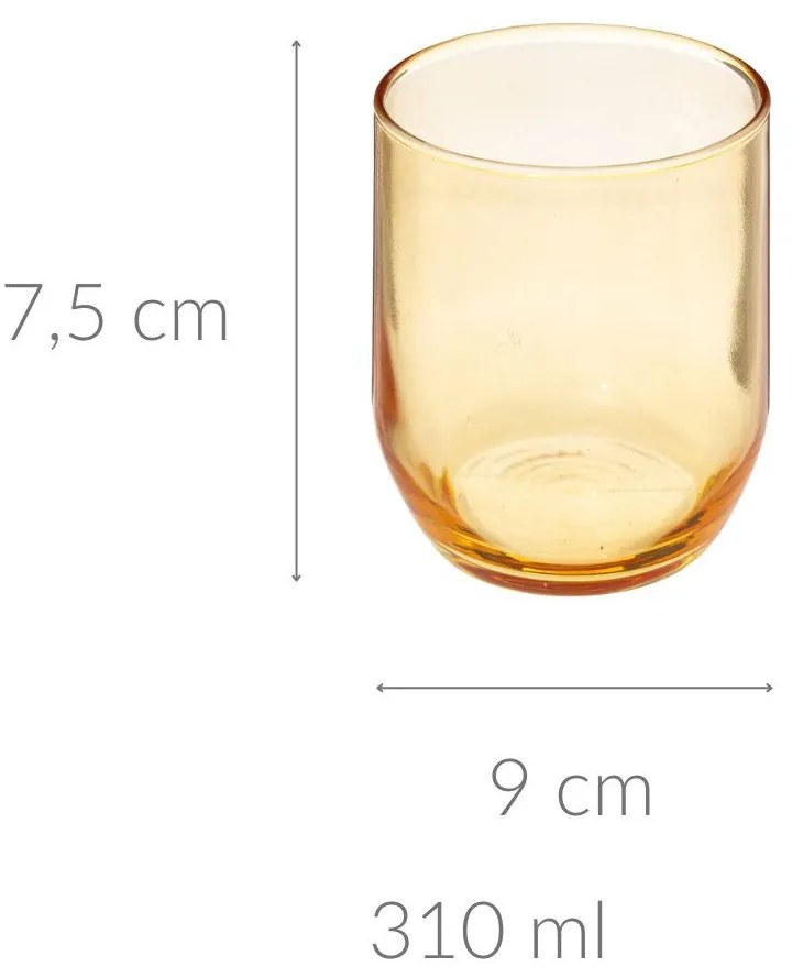 Szklanka z kolorowego szkła, niska, 310 ml