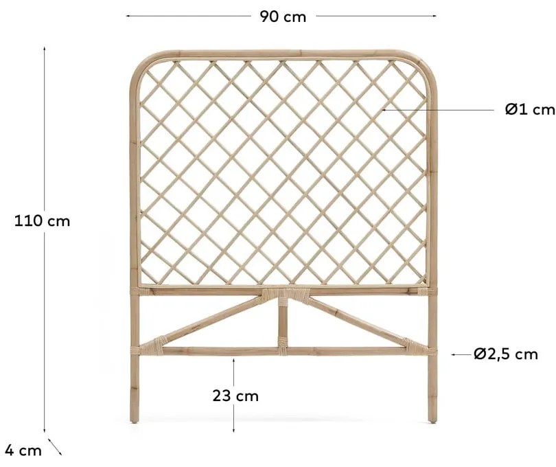 Rattanowy zagłówek w naturalnym kolorze 90x110 cm Citlalli – Kave Home