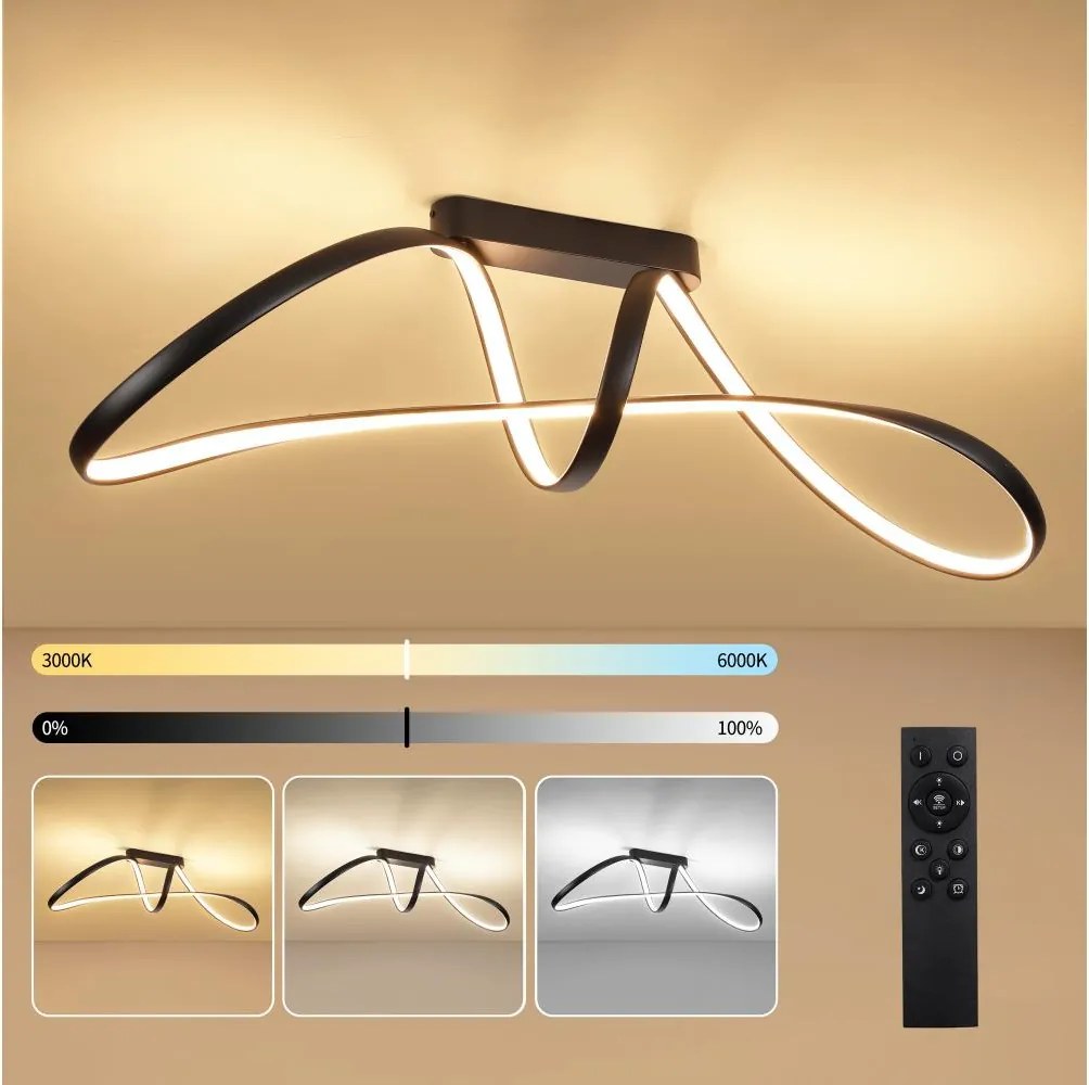 Brilagi-LED Przysufitowy żyrandol ściemnialny TWISTER LED/60W/230V 3000-6000K czarny + pilot