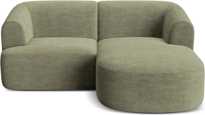 Zielony sztruksowy narożnik (prawostronny/z szezlongiem) Campi – Cosmopolitan Design