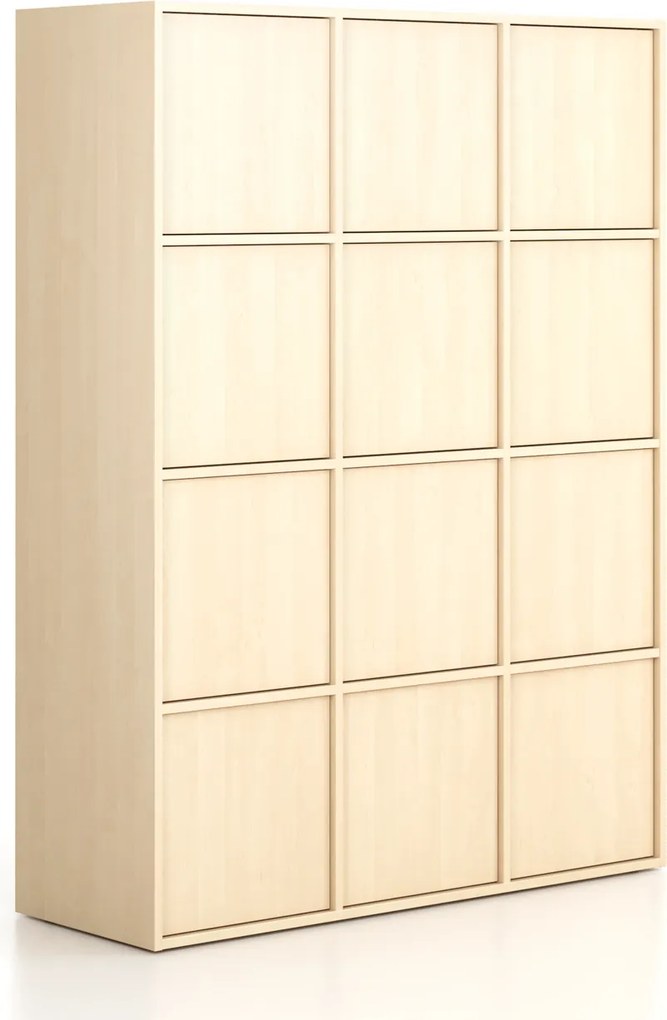 Szafa biurowa FRAME, 12x drzwi, 1299 x 450 x 1735 mm, PUSH-lock, brzoza