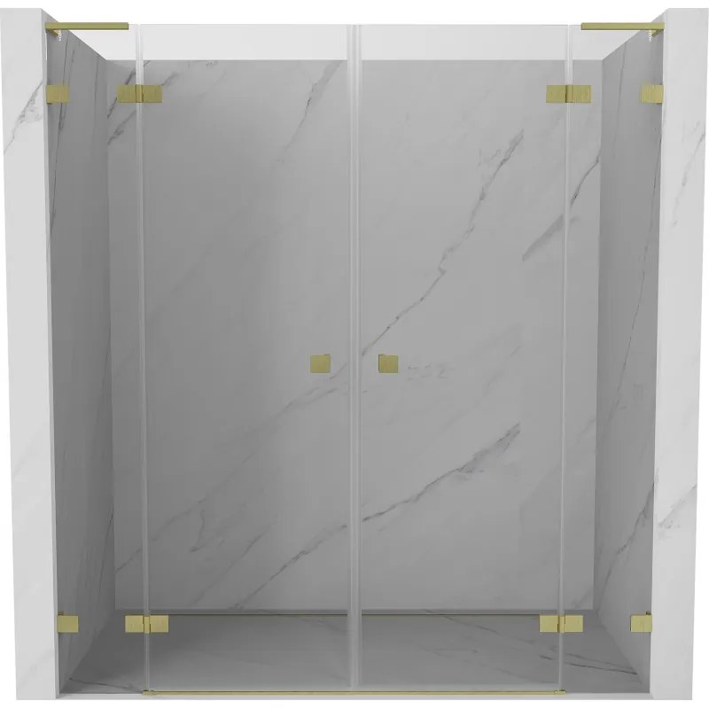 Mexen Lunar L Duo drzwi prysznicowe uchylne 180 cm, transparent, złote szczotkowane - 834DL-180-000-55-00