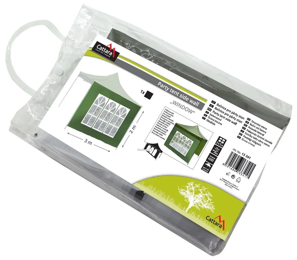 Cattara 13341 Ściana boczna z oknami do namiotu imprezowego Waterproof, zielony, 2 x 3 m