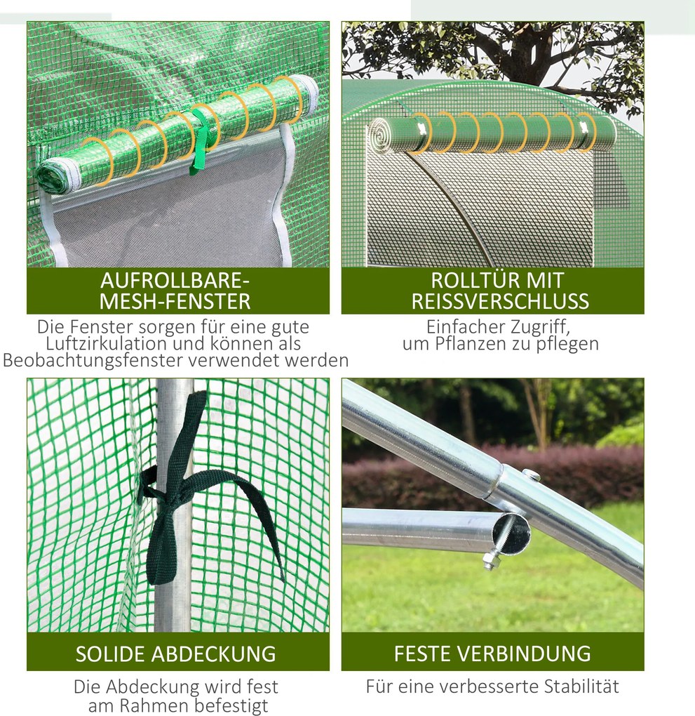 Outsunny Szklarnia foliowa z oknem kolor ciemnozielony 4,5 x 3 cm