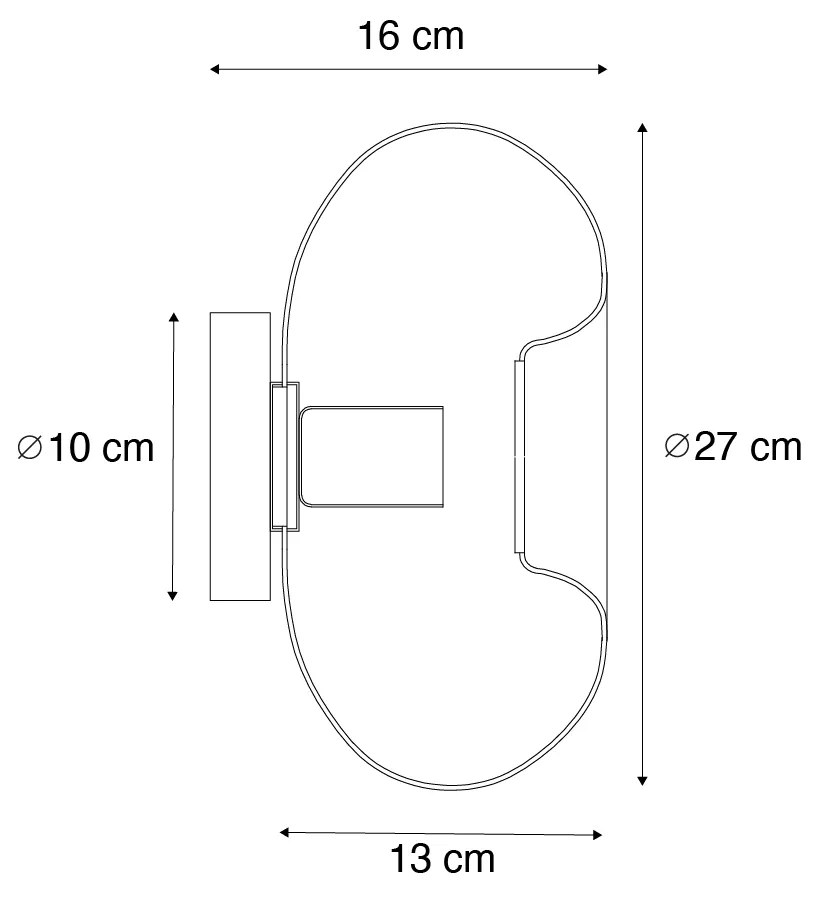 Lampa ścienna w stylu art deco czarna z przydymionym szkłem - Ayesha