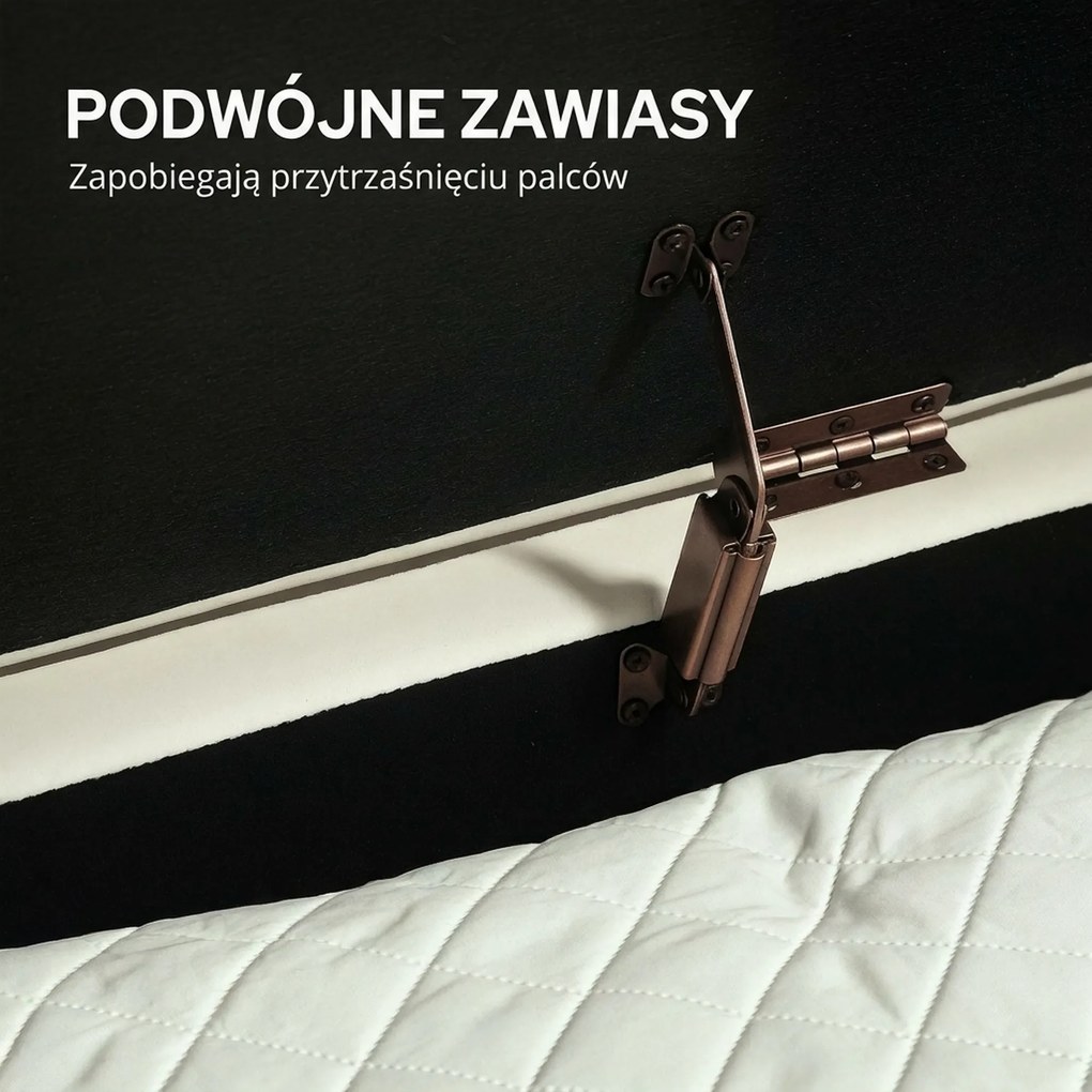 HOMCOM Ławka z klapą i schowkiem, materiał pokryty, metal, Kremowy + Złoty