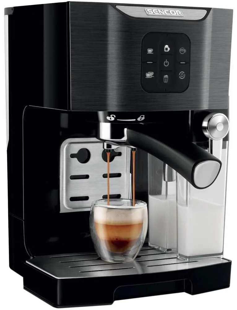 Sencor - Ekspres kolbowy do espresso 1450W/230V czarny/matowy chrom