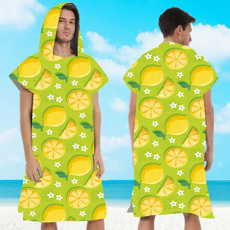 Ponczo plażowe LEMONS zielone 80x145 cm