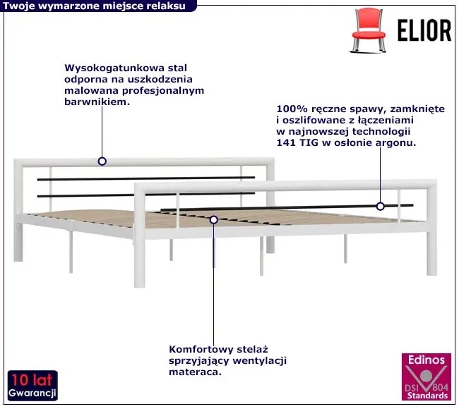 Białe metalowe łózko w stylu loftowym 120x200 cm - Sintra