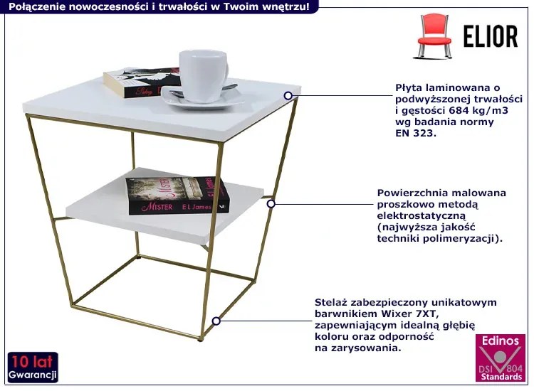 Dwupoziomowy stolik kawowy z białym blatem - Celia 3X