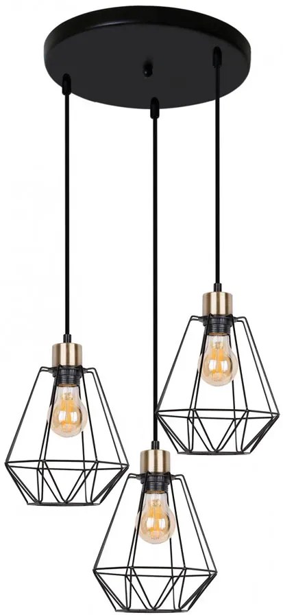 Czarna potrójna lampa wisząca w stylu loftowym - K116 R9-R57