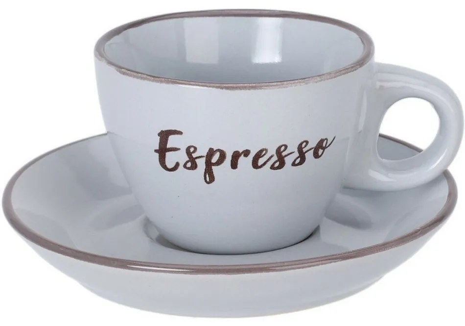 Kamionkowa filiżanka z spodkiem Espresso, 100 ml,jasnoszara