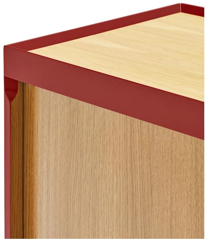 Czerwona szafka pod TV w dekorze dębu 180x45 cm Arista – Teulat