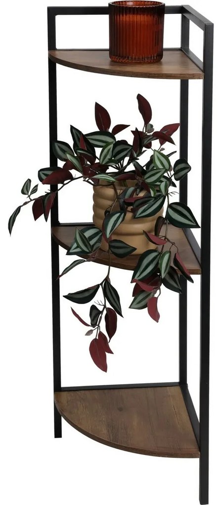 Narożna metalowa szafka 3 półki MDF, 23,5 x 23,5 x 76 cm