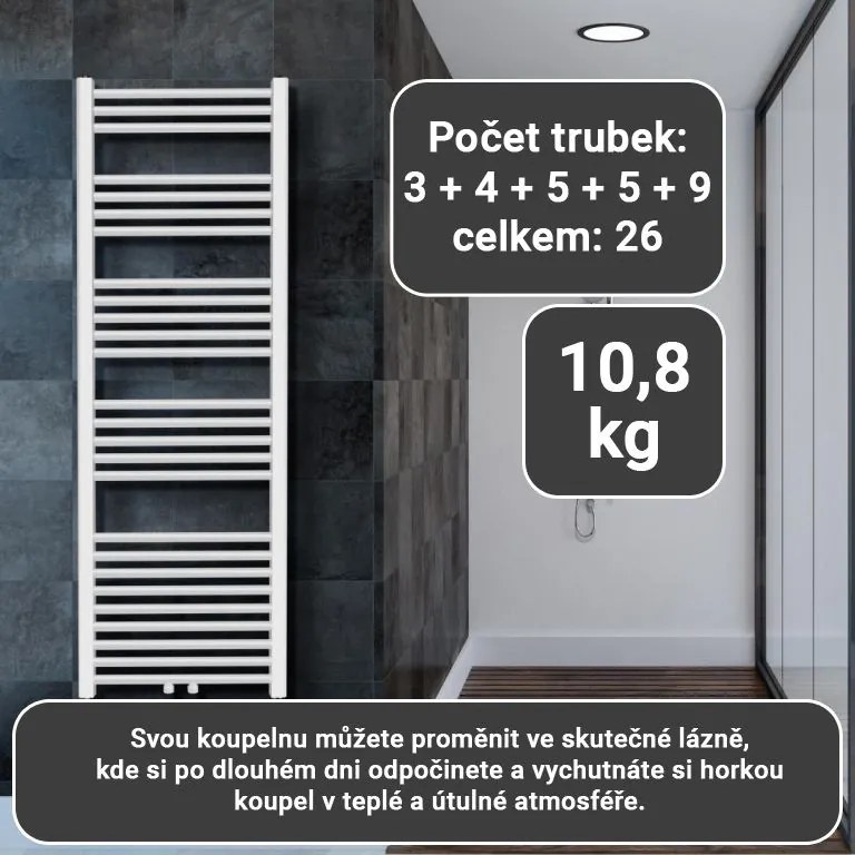 AQUAMARIN Grzejnik łazienkowy pionowy 1600 x 600 mm