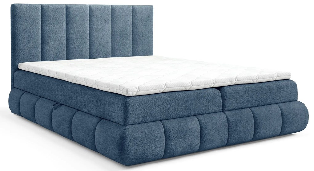 Niebieskie tapicerowane łóżko pikowane 5 rozmiarów L2-B83