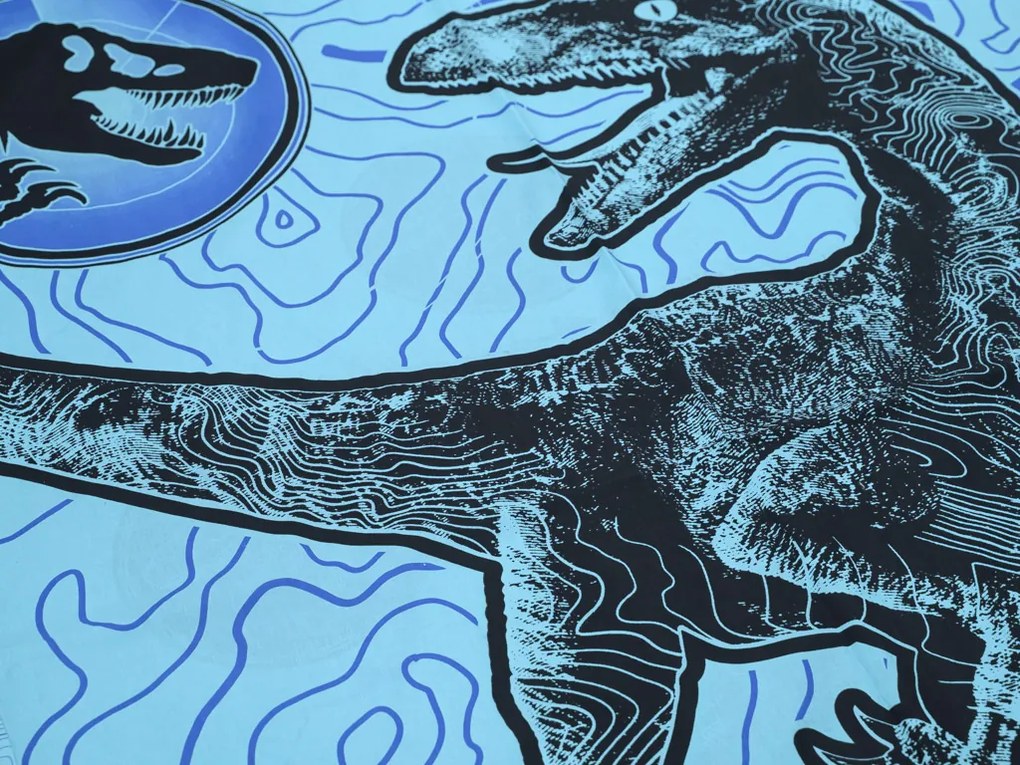 PrzytulneMieszkanie.pl PrzytulneMieszkanie.pl Świecąca pościel bawełniana JURASSIC WORLD w kolorze niebieskim Rozmiar pościeli: 70 x 90 cm | 140 x 200 cm