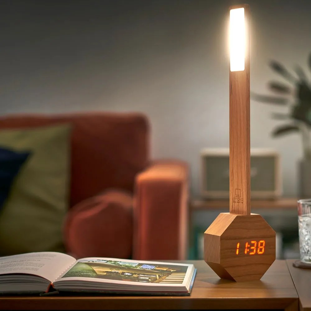 Ciemnobrązowa lampa stołowa LED w dekorze czereśni (wysokość 39,5 cm) Octagon One – Gingko