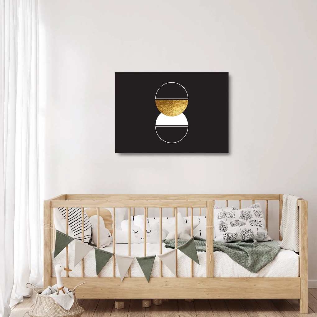 Obraz na szkle - Abstrakcja złoto i czerń N⁰2 (70x50 cm)