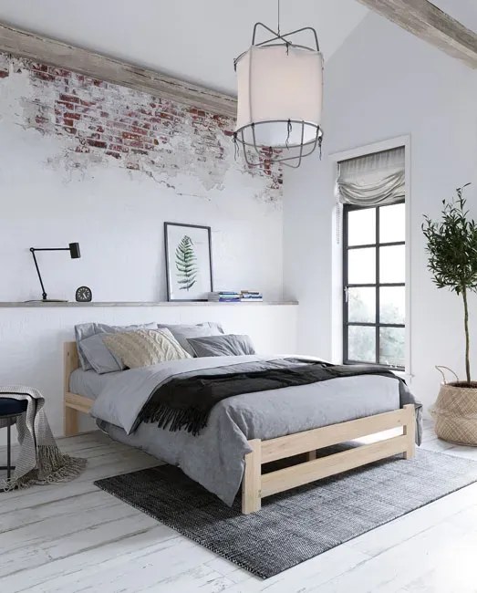 Dwuosobowe łóżko sosnowe ze stelażem 180x200 E4-F77