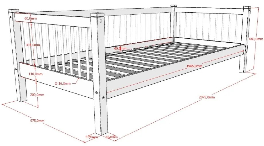 Łóżko dziecięce z litego drewna dębowego 90x200 cm Forrest – Vipack