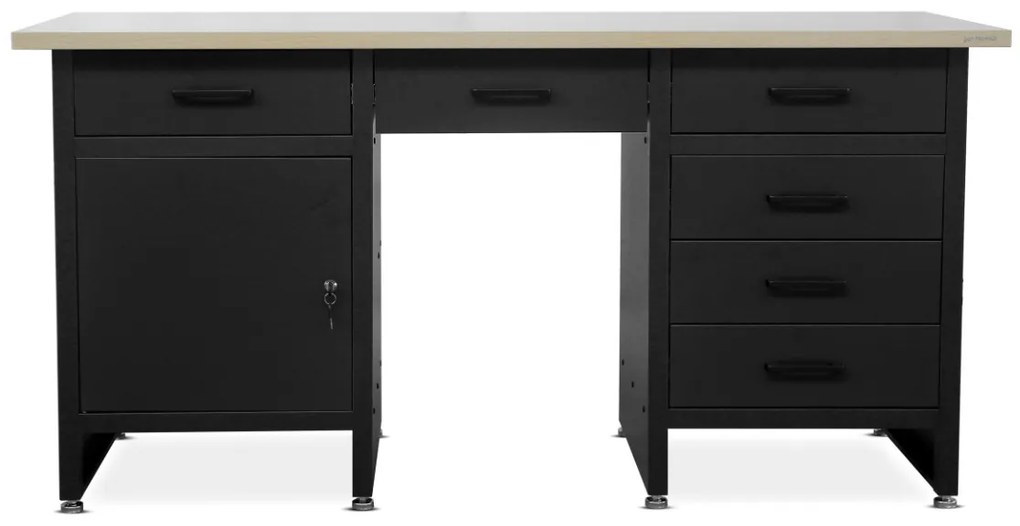 Stół warsztatowy FRANK, 1700 x 850 x 600 mm, czarny