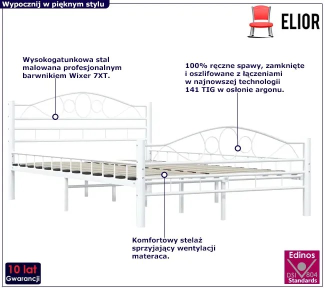 Białe Metalowe Łóżko 120X200 Cm Hubio Dąb K2-N93