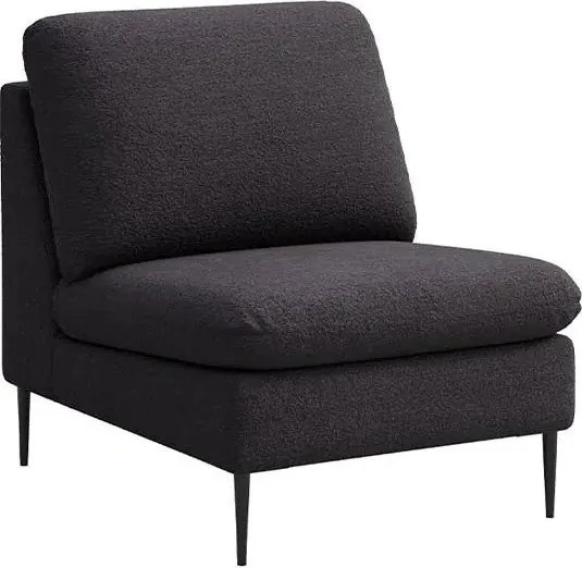 Czarny fotel z przędzy pętelkowej Bouclé Moilo – MESONICA