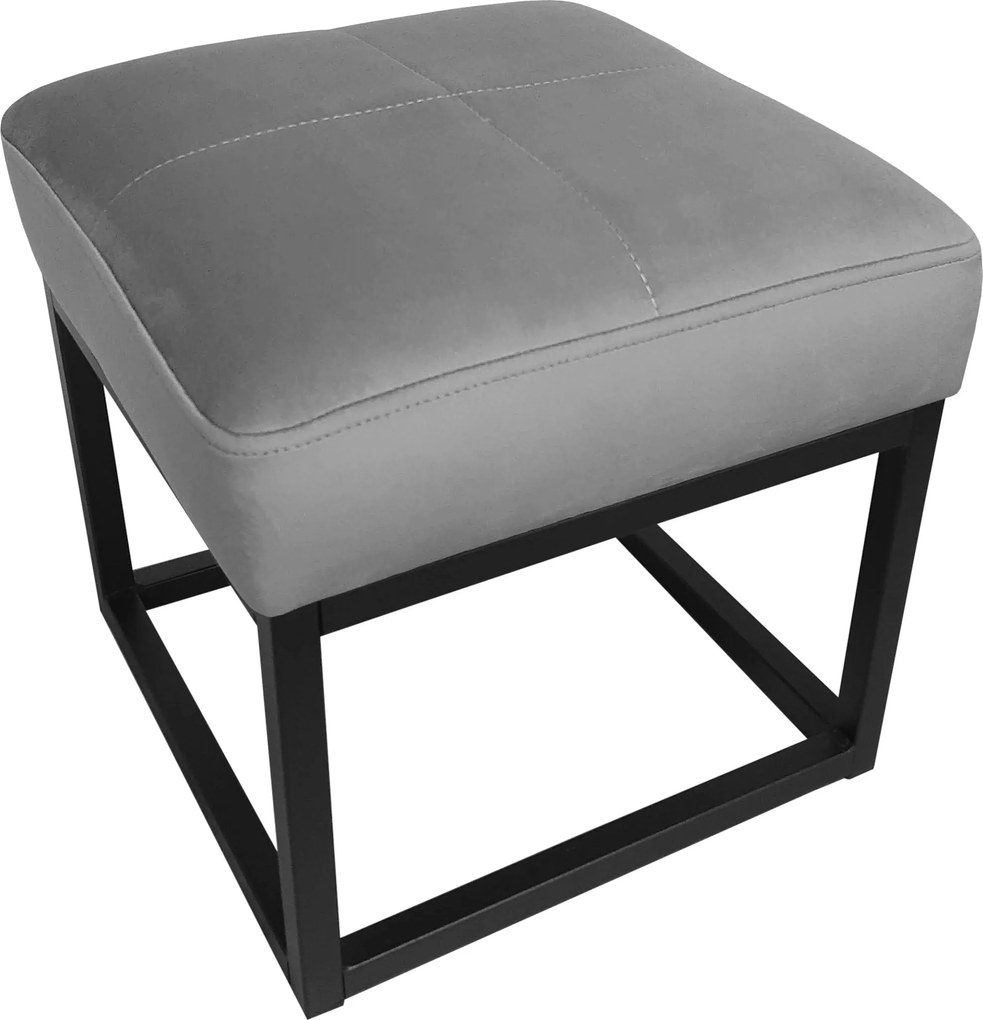 Pufa MAX tkanina Welur loft ławka podnóżek metal : Kolor Stelaża - Czarny , Kolor tkaniny - VELVET - MG17, Typ tkaniny - Velvet