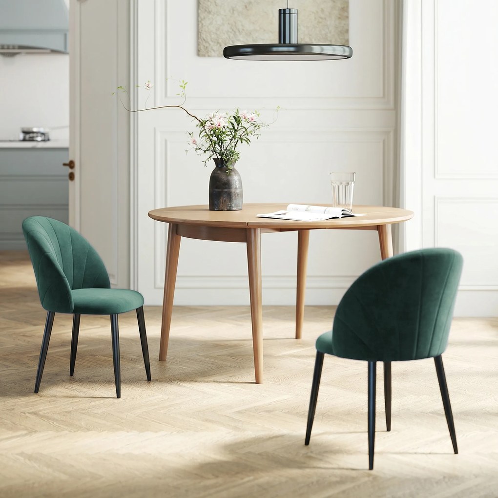 HOMCOM Krzesła do jadalni bez podłokietników z zakrzywionym oparciem, zestaw 2 sztuki, aksamitne wykończenie, akcentowe krzesła do kuchni, salonu, ciemnozielone | Aosom PL