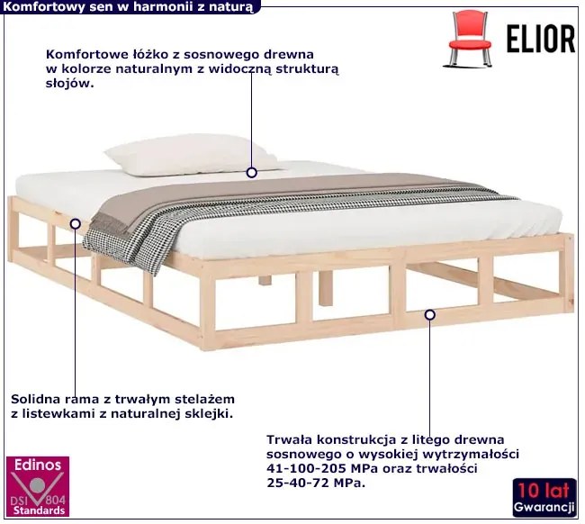 Naturalne sosnowe łóżko 120x200 D9-P95