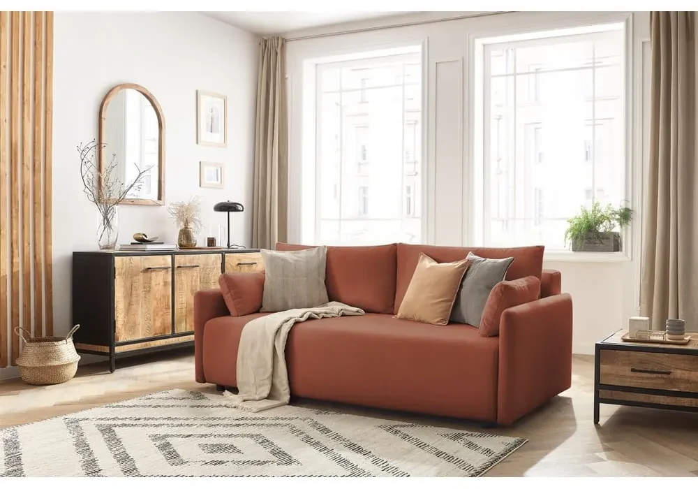 Pomarańczowa rozkładana sofa 211 cm Marcel – Bobochic Paris