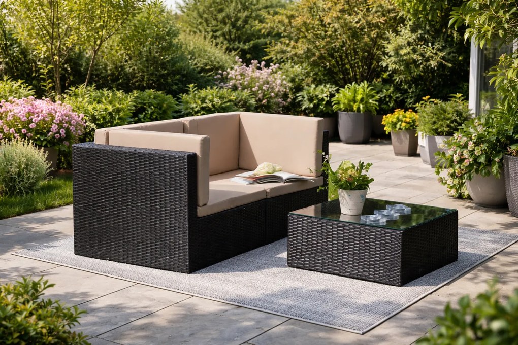 Mały zestaw mebli ogrodowych Pieno czarny