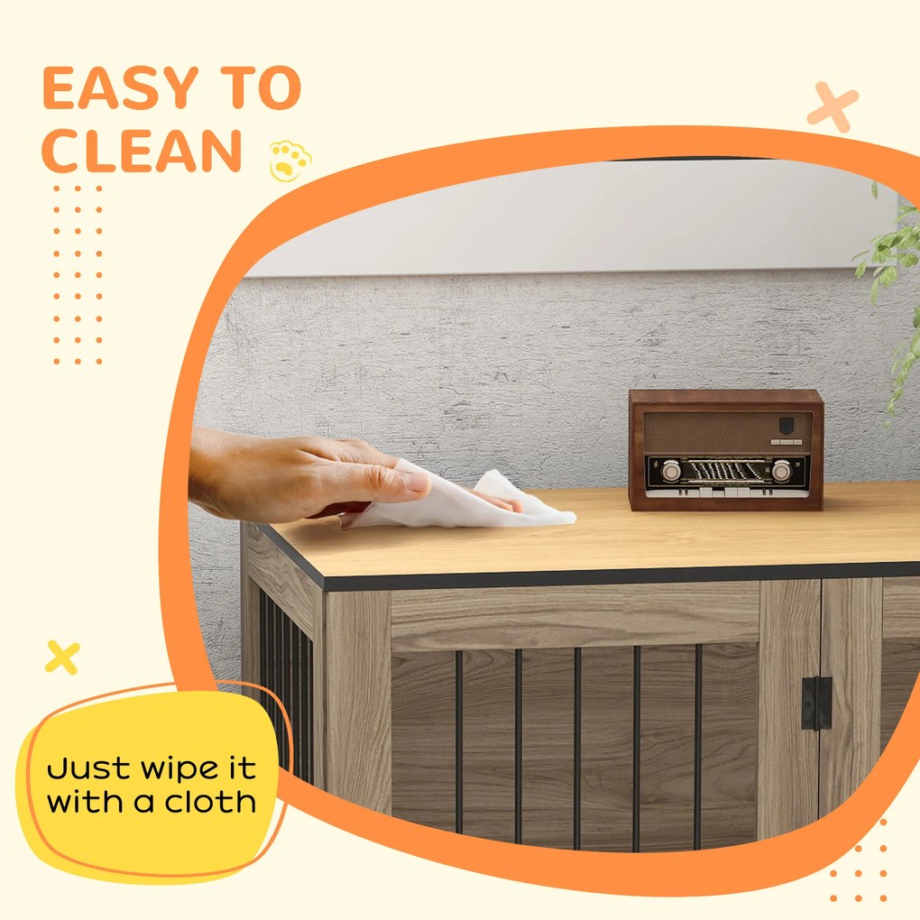 PawHut Klatka dla psa, meblo-klatka dla dużych psów, buda, Indoor, 106 x 60 x 76 cm, dąb