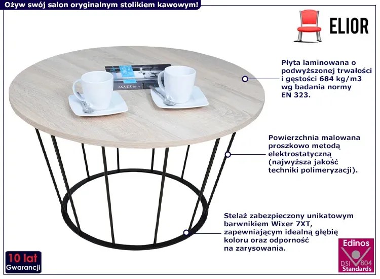 Stolik kawowy w stylu industrialnym dąb sonoma F2-D72