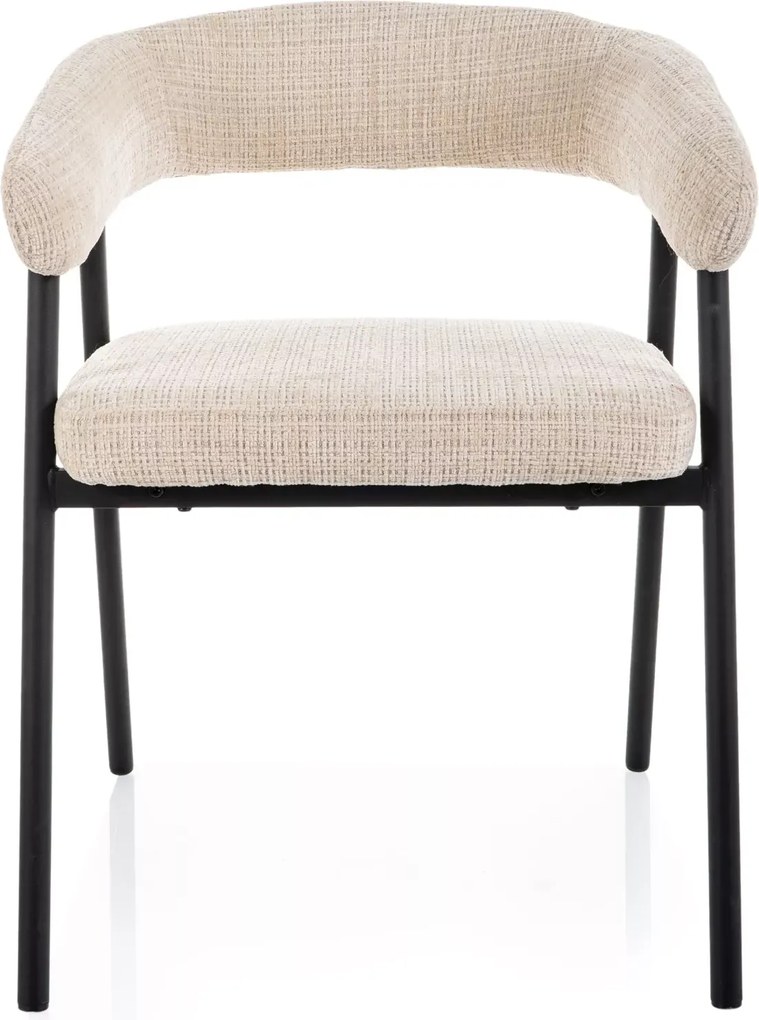 Krzesło do jadalni KATANA z czarnymi nogami, beżowe