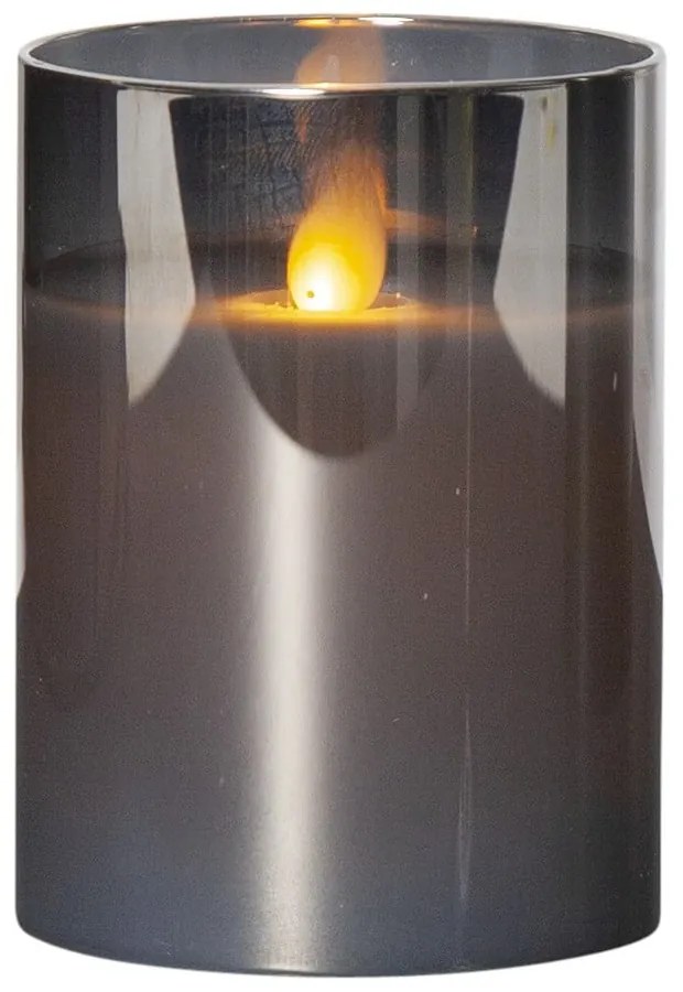Szara woskowa świeca LED w szkle Star Trading M-Twinkle, wys. 7,5 cm