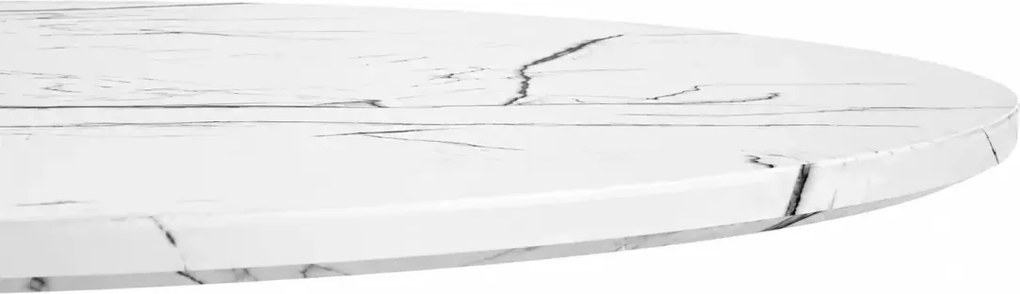 Stół okrągły Vejle 80 cm biały marmur – nowoczesny glamour, MDF, stalowa podstawa