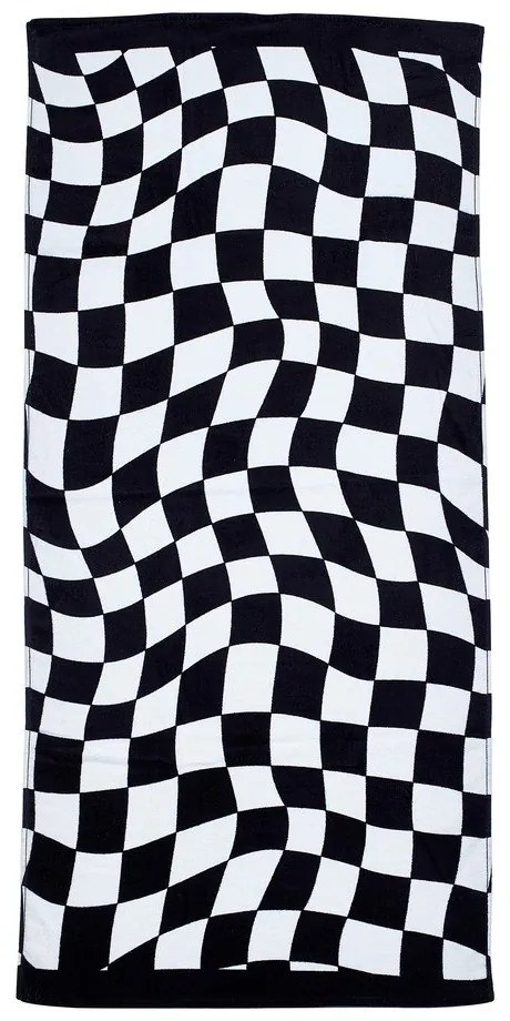 Czarno-biały bawełniany ręcznik plażowy 76x160 cm Checkerboard – Catherine Lansfield