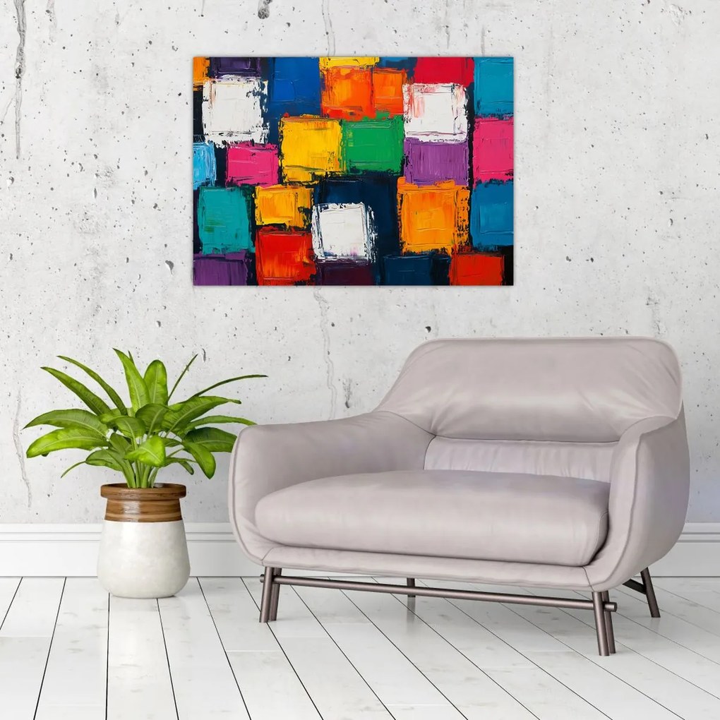 Obraz - Obraz z kolorowymi kwadratami (70x50 cm)