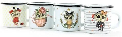 Belis Emaliowany kubek Sowa z biedronką, 7 cm,0,25 l