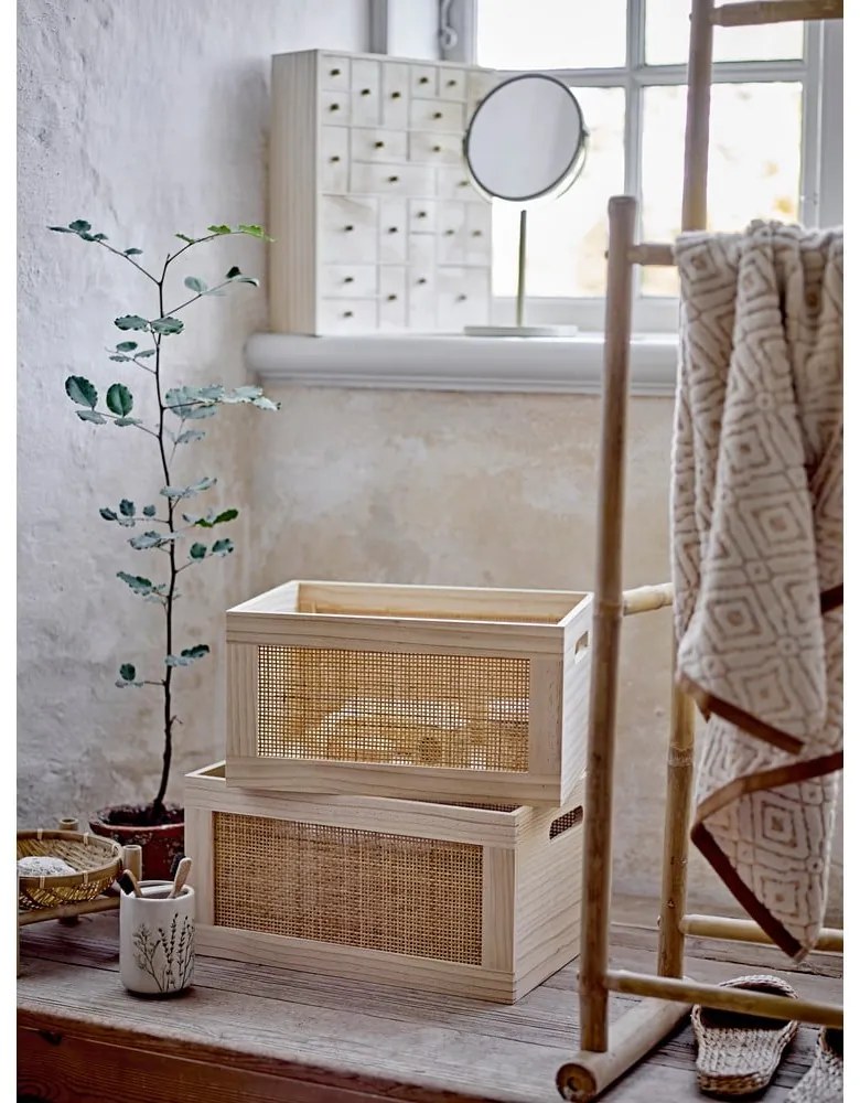 Drewniane pojemniki zestaw 2 szt. w naturalnym kolorze 39x29x20 cm Piana – Bloomingville