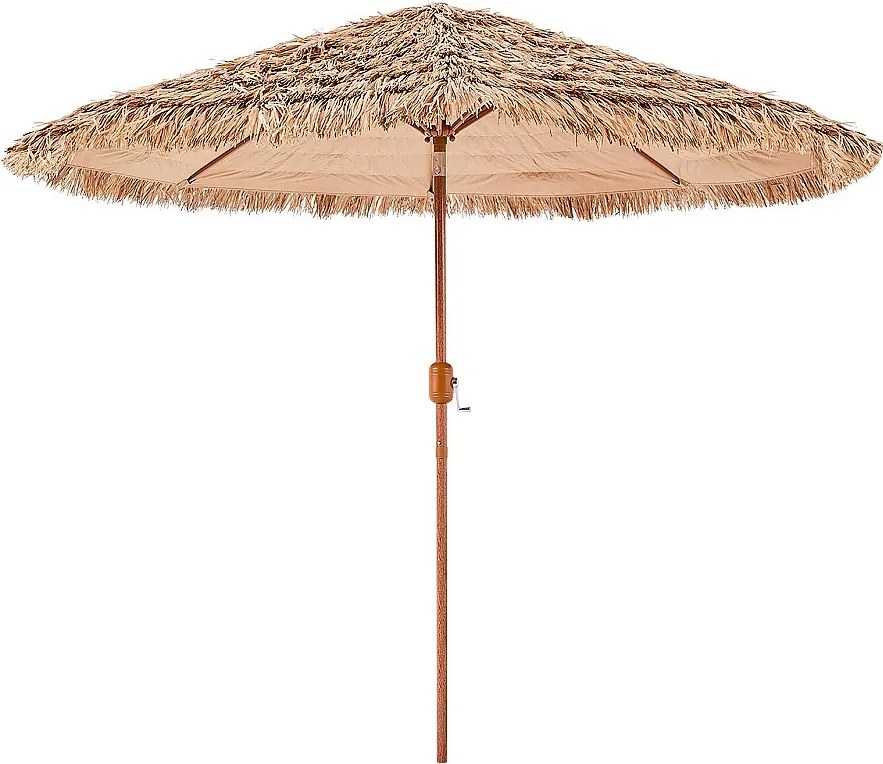 Hawajski Parasol SucceBuy, Uchylny Egzotyczny Parasol 2,7 m ze Strzechą PP, 8 Metalowych Żeberek, na Plażę, Patio, Basen, do Ogrodu