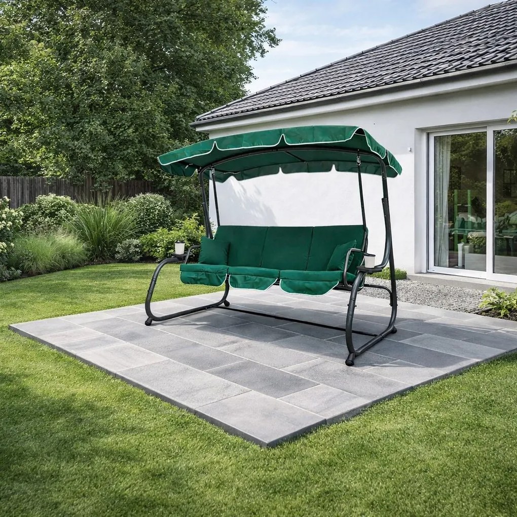 Bujana huśtawka do ogrodu rozkładana Nepal MAS-4026, kolor zielony